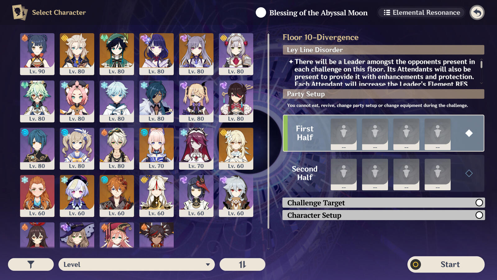 Select Character new buttons wireframe